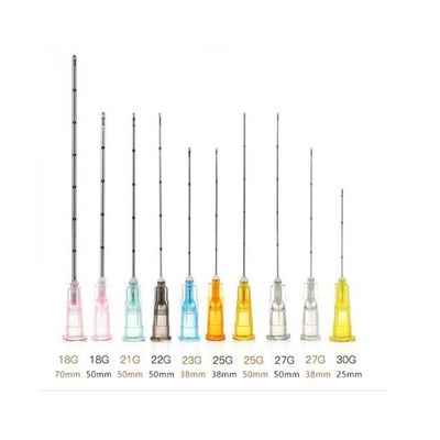 50mm 70mm Künt Uçlu Kanül Enjekte Edilebilir Dermal Dolgu Kanülleri 21g