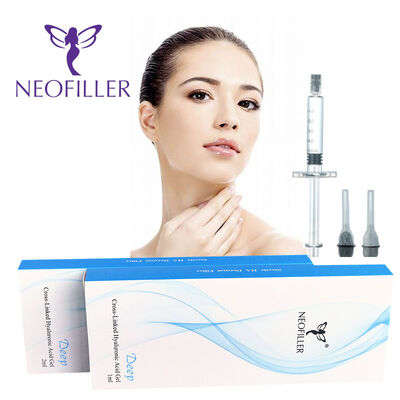24mgml Hyaluronik Asit Dermal Filler 1ml Hipodermik Enjeksiyon Derinliği kırışıklık azaltma ve yüz kontürü için uygundur