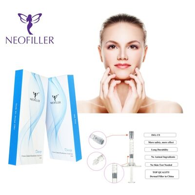 24mgml Hyaluronik Asit Dermal Filler 1ml Hipodermik Enjeksiyon Derinliği kırışıklık azaltma ve yüz kontürü için uygundur