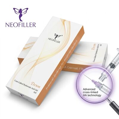Yüz Gençleştirme için 24 Ay Geçerliliğe Sahip 1ml Şırınga Haciminde Biyouyumlu Hyaluronik Asit Dermal Dolgu