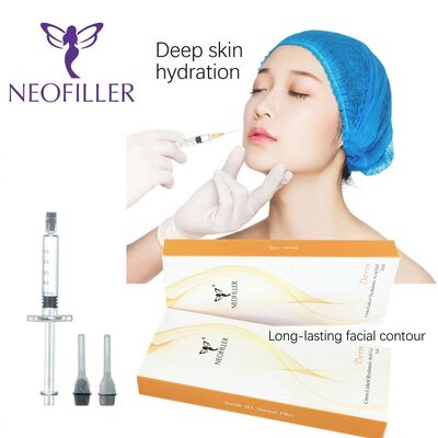 Steril 1ml Şırınga Hiyaluronik Asit Dermal Dolgu Biyokompatibel Çapraz Bağlantılı Enjekte edilebilir Gel 24 Aylık Rafa Yüz Kontürü