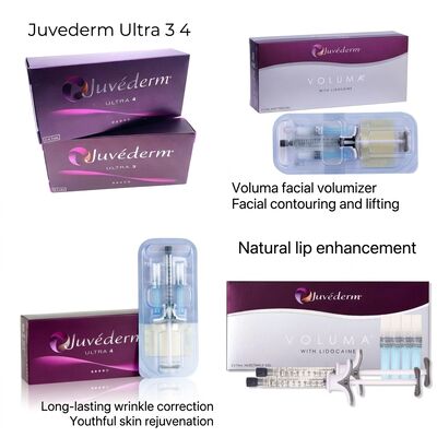 12-18 aya kadar Juvederm Dermal Filler 1ml 2 şırınga DHL UPS FEDEX Uzun süreli yüz büyütme çözümü