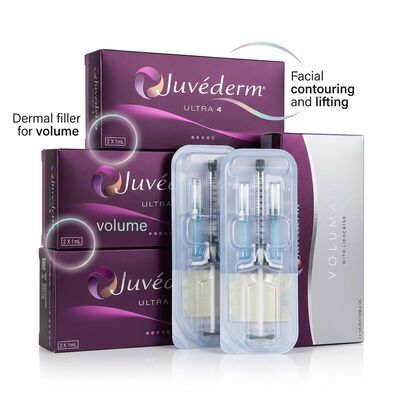 12-18 aya kadar Juvederm Dermal Filler 1ml 2 şırınga DHL UPS FEDEX Uzun süreli yüz büyütme çözümü