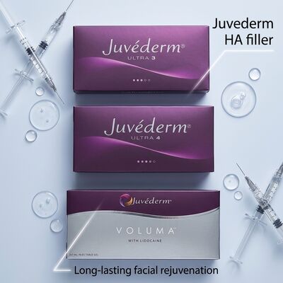 Jel formülasyonu Juvederm Dermal Filler 2 kat 1 ml hacimli hipodermik enjeksiyon derinliği tıbbi kozmetik uygulamalara uygun