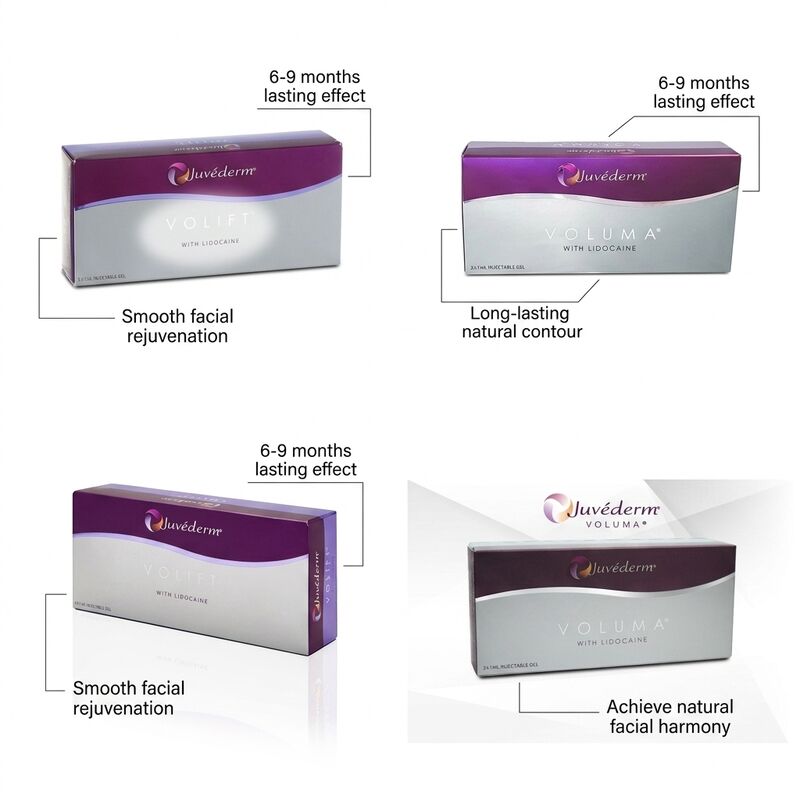 12-18 aya kadar Juvederm Dermal Filler 1ml 2 şırınga DHL UPS FEDEX Uzun süreli yüz büyütme çözümü
