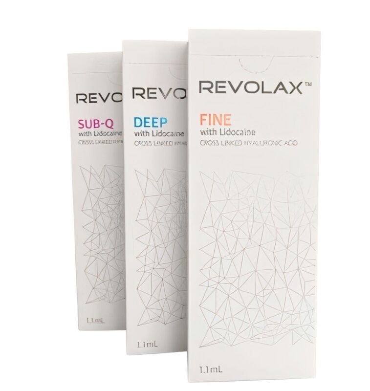 Çapraz Bağlı Dermal Filler Revolax Dermal Filler Yüz çizgisini azaltmak ve hacmi restore etmek için ince derin Sub-Q enjekte edilebilir formül